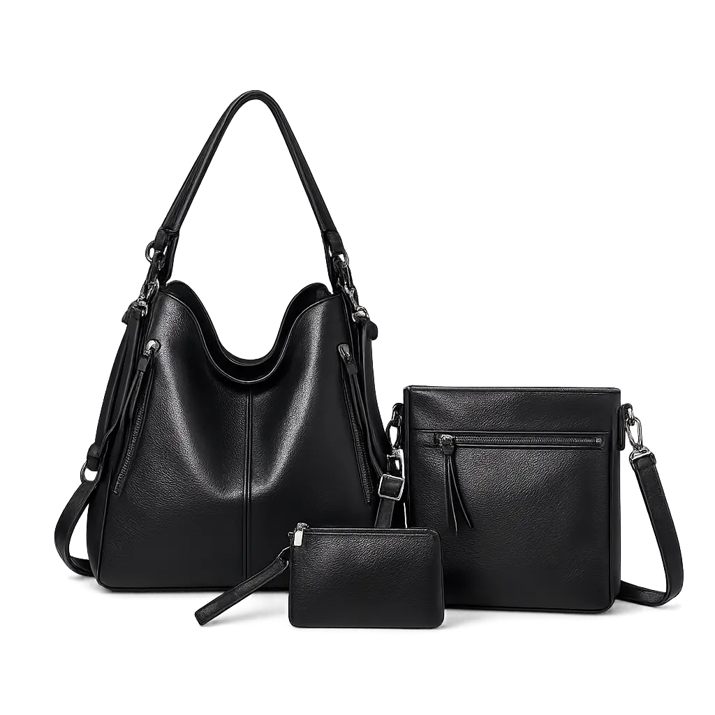 Set of 3 Lightweight PU Leather Handbag Combo for Women – Stylish & Spacious Shoulder Bags