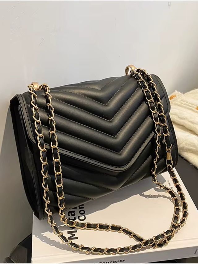 Quilted Chain Sling Crossbody Bag for Women – Stylish PU Leather Shoulder Bag